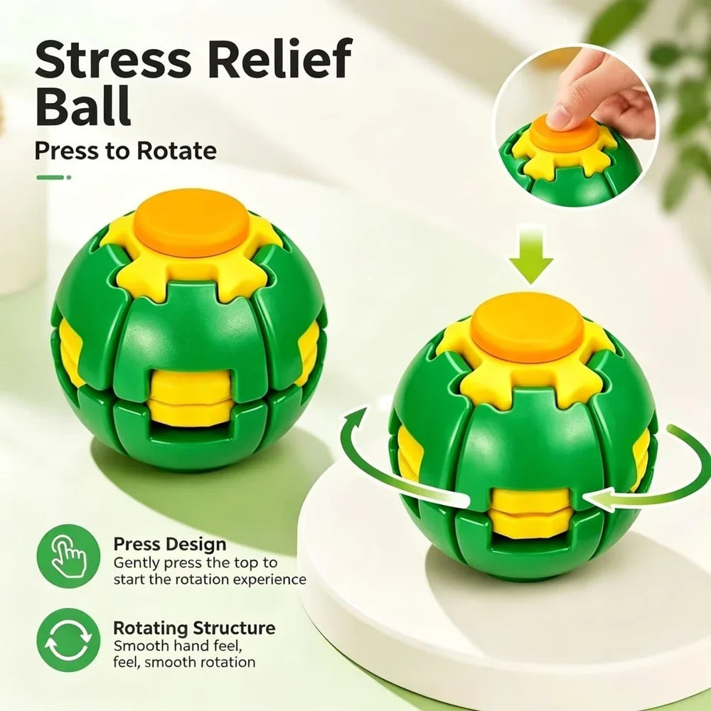 3D Press-to-Spin Fidget Ball – Stress Relief Toy (Buy 1 Get 1 FREE)