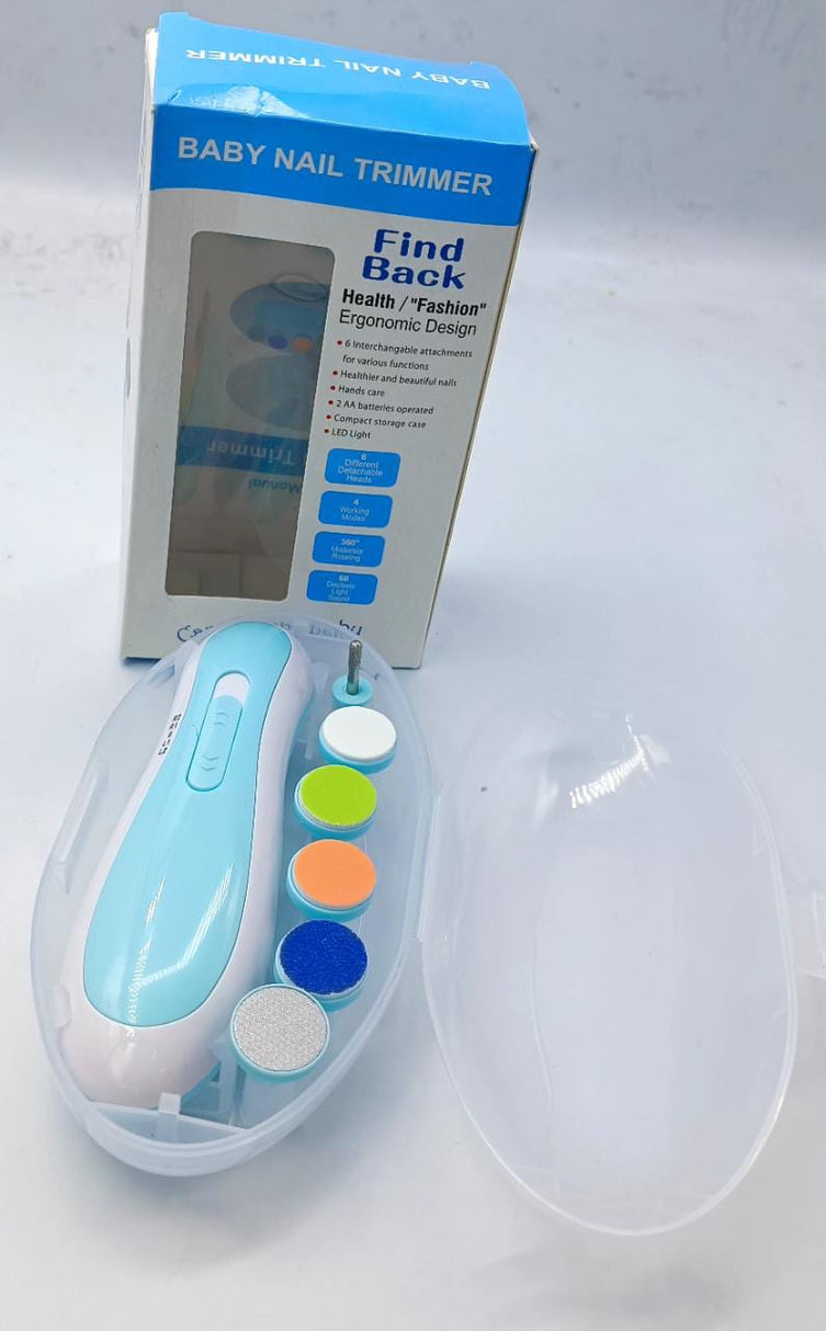 Electric Baby Nail Trimmer with LED Light – 6 Interchangeable Filing Heads, Adjustable Speed & Quiet Motor | Gentle Baby Nail Care Kit