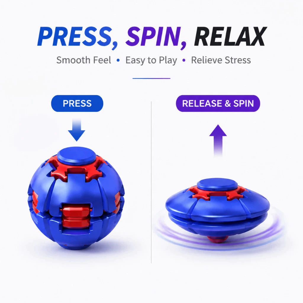 3D Press-to-Spin Fidget Ball – Stress Relief Toy (Buy 1 Get 1 FREE)