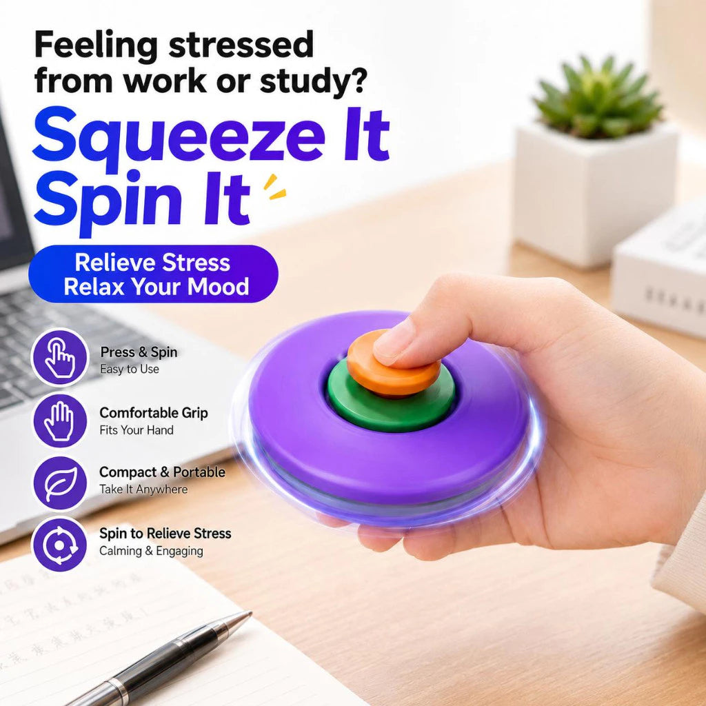 3D Press-to-Spin Fidget Ball – Stress Relief Toy (Buy 1 Get 1 FREE)