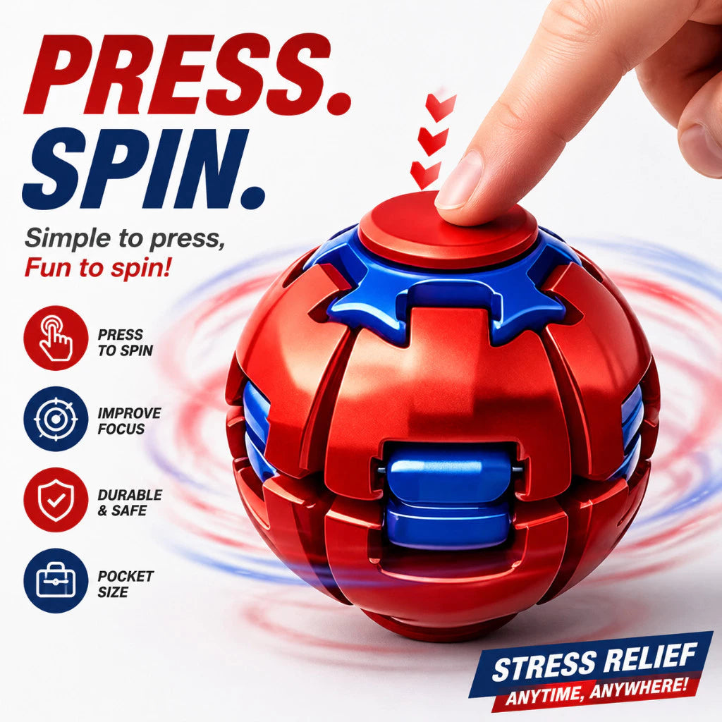 3D Press-to-Spin Fidget Ball – Stress Relief Toy (Buy 1 Get 1 FREE)